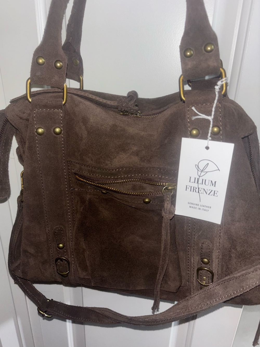 Brown Suede Shoulder Bag